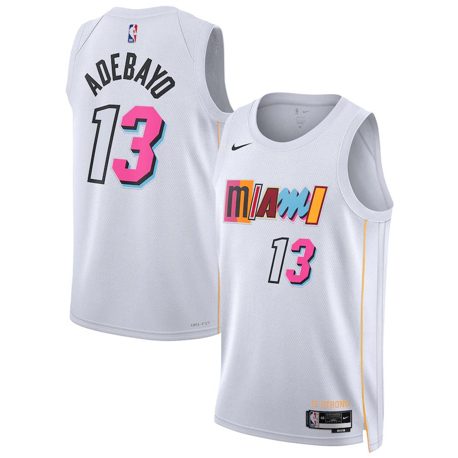 Men Miami Heat 13 Bam Adebayo Nike White City Edition 2022-23 Swingman NBA Jersey